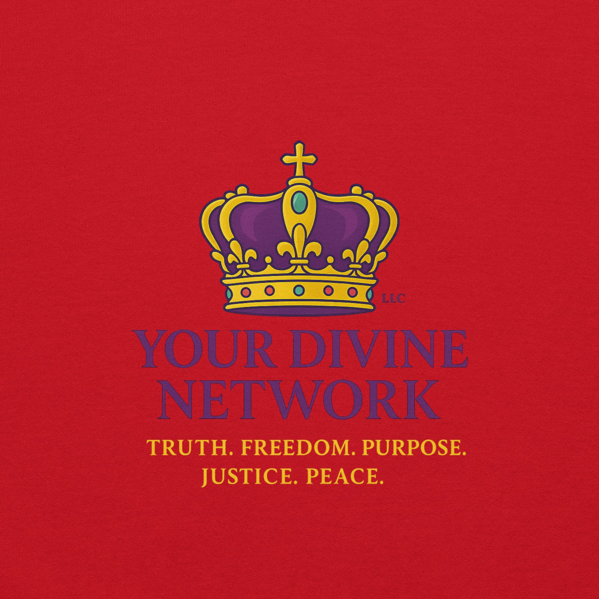 Christian sweatshirt with Truth • Freedom • Purpose • Justice • Peace royal crown design