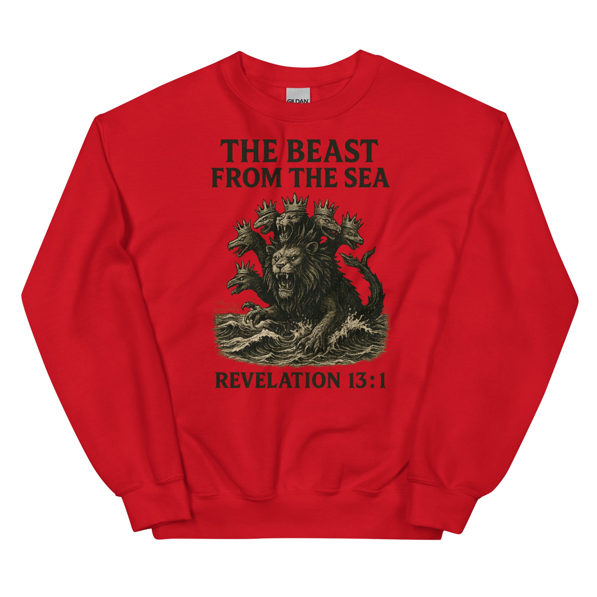 Christian Sweatshirt – Revelation 13:1 “Beast from the Sea” Prophecy Design | Faith Apparel by Your Divine Network