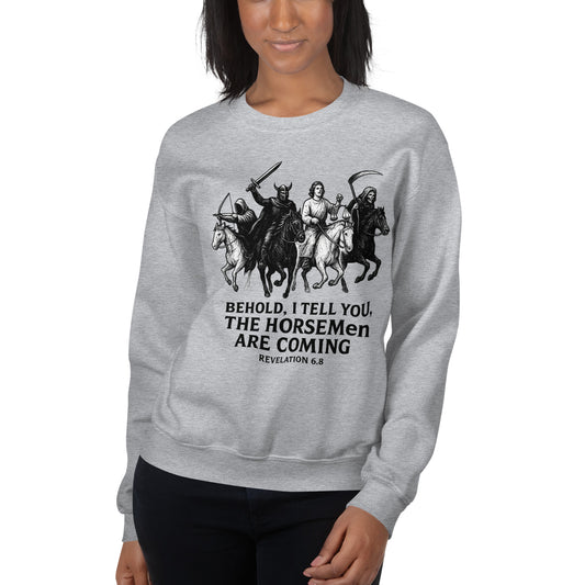Christian sweatshirt – Four Horsemen of Revelation – End Times Prophecy Design – Bold Faith Apparel | Your Divine Network