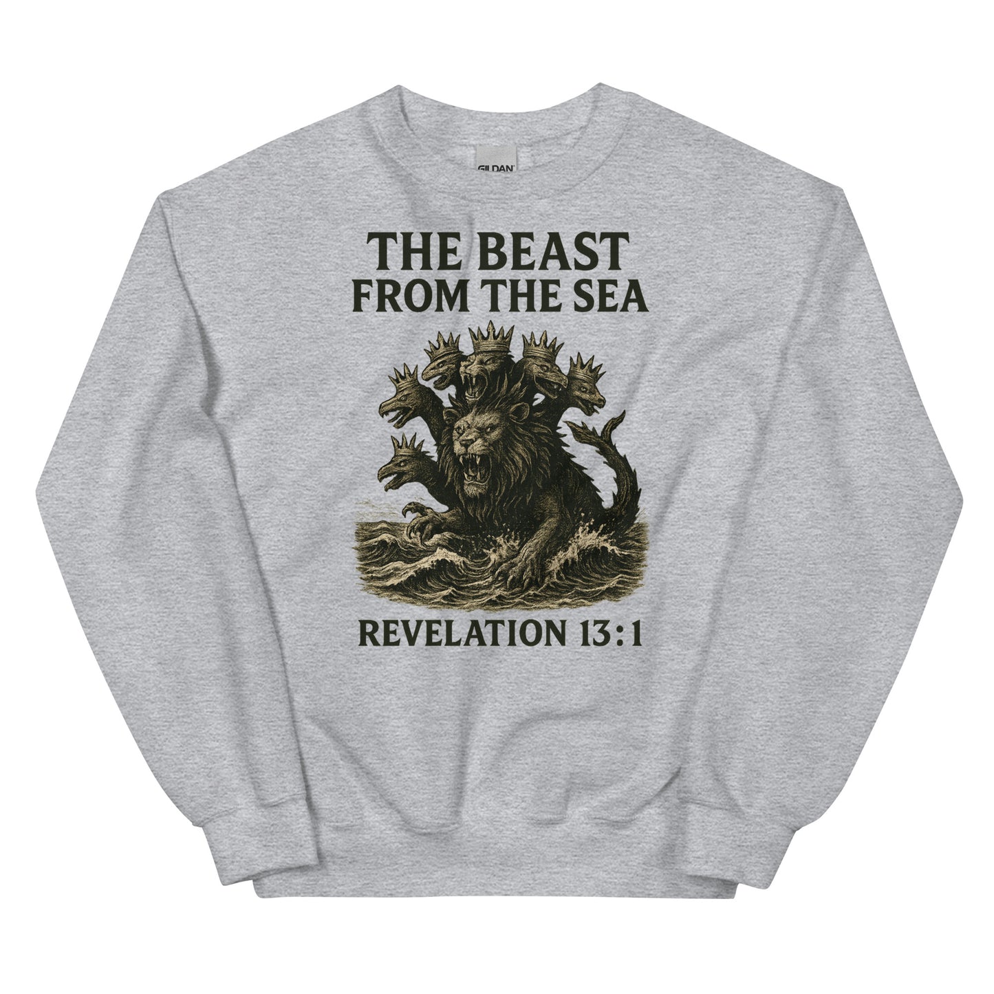 Christian Sweatshirt – Revelation 13:1 “Beast from the Sea” Prophecy Design | Faith Apparel by Your Divine Network