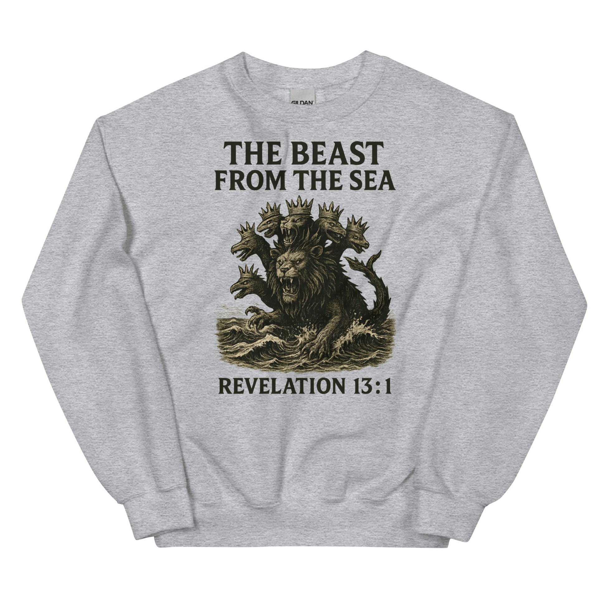 Christian Sweatshirt – Revelation 13:1 “Beast from the Sea” Prophecy Design | Faith Apparel by Your Divine Network