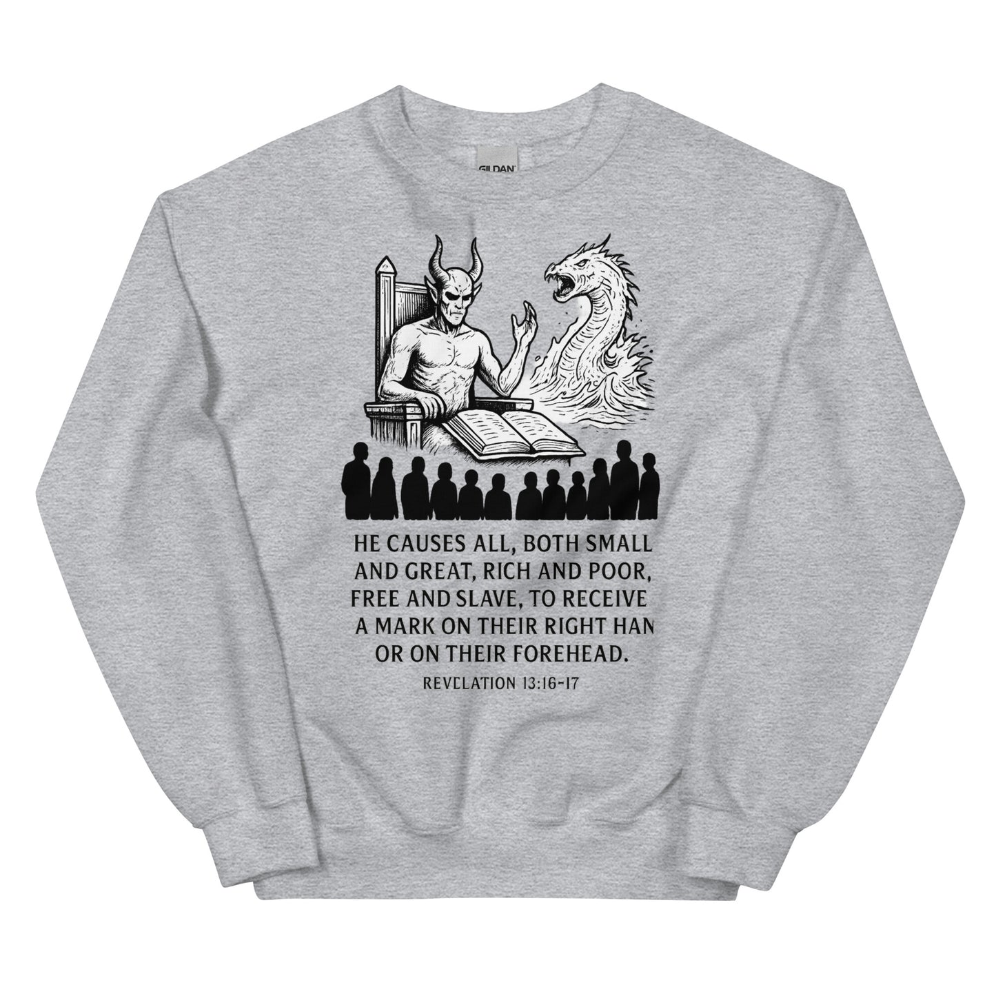 Christian sweatshirt – Revelation 13:16–17 – Mark of the Beast Prophecy – End Times Apparel – Bold Faith Apparel | Your Divine Network