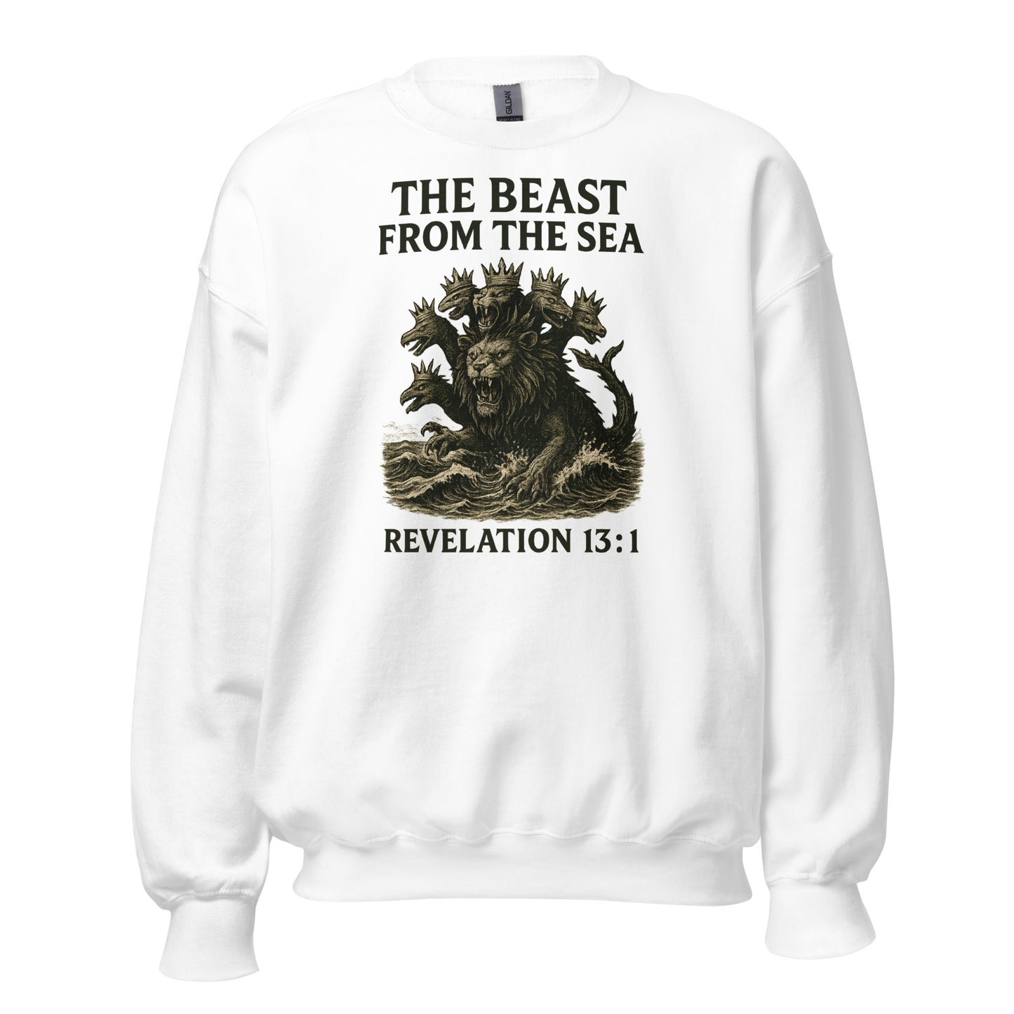 Christian Sweatshirt – Revelation 13:1 “Beast from the Sea” Prophecy Design | Faith Apparel by Your Divine Network