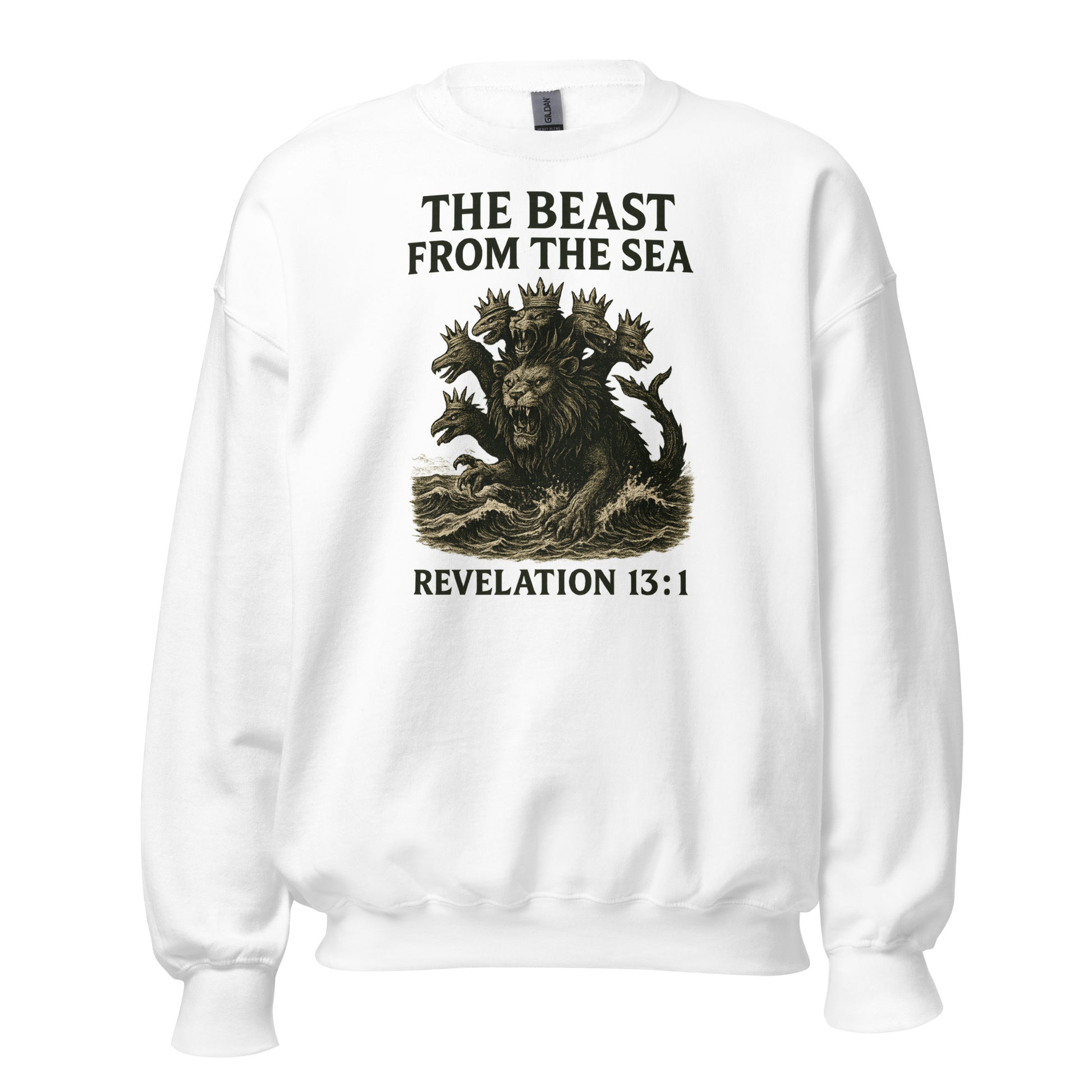 Christian Sweatshirt – Revelation 13:1 “Beast from the Sea” Prophecy Design | Faith Apparel by Your Divine Network