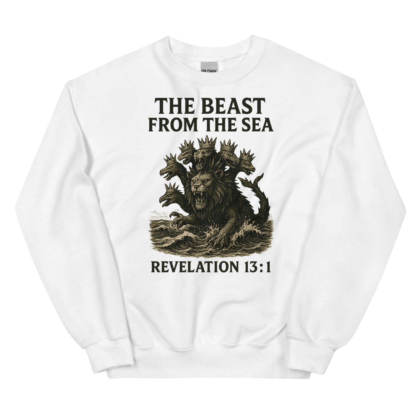 Christian Sweatshirt – Revelation 13:1 “Beast from the Sea” Prophecy Design | Faith Apparel by Your Divine Network