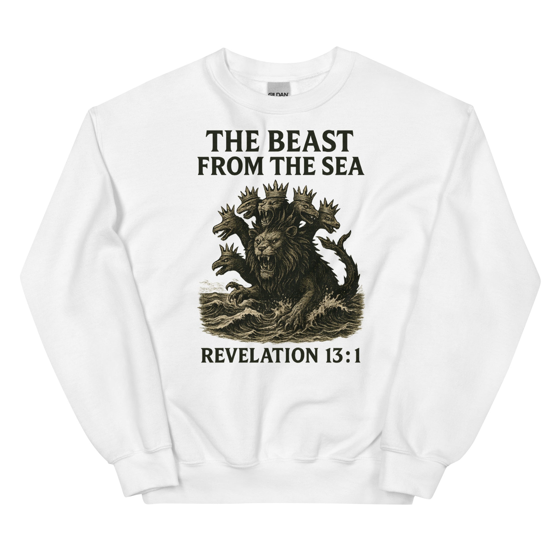 Christian Sweatshirt – Revelation 13:1 “Beast from the Sea” Prophecy Design | Faith Apparel by Your Divine Network