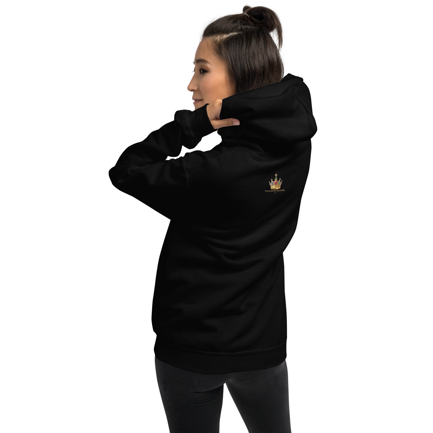Christian Redeemed Crown hoodie with Blood Bought royal faith design.