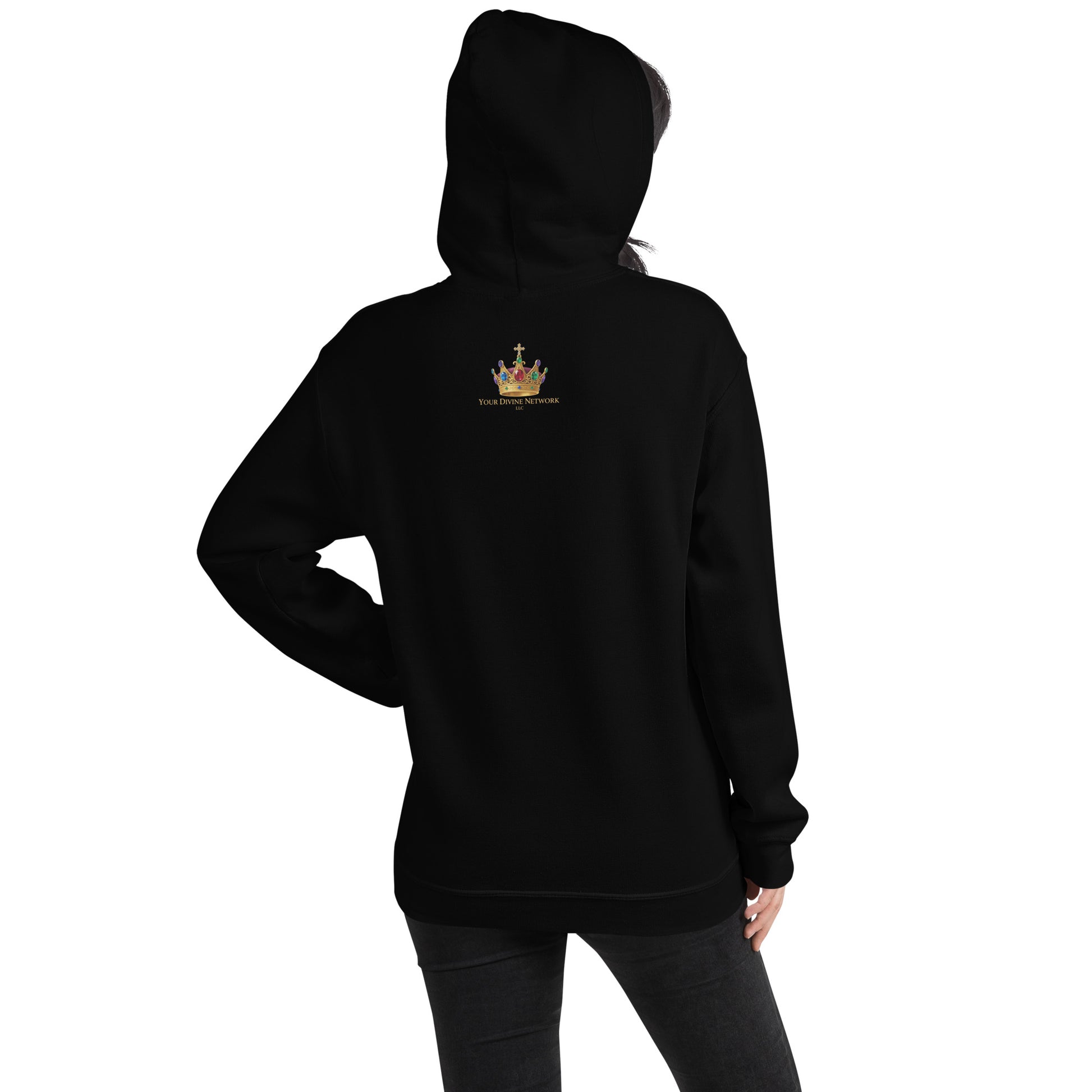 Christian Redeemed Crown hoodie with Blood Bought royal faith design.