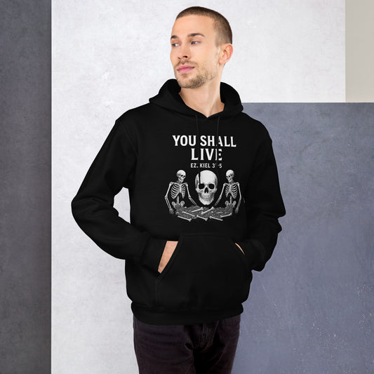 Christian hoodie with Ezekiel 37:5 dry bones prophecy design