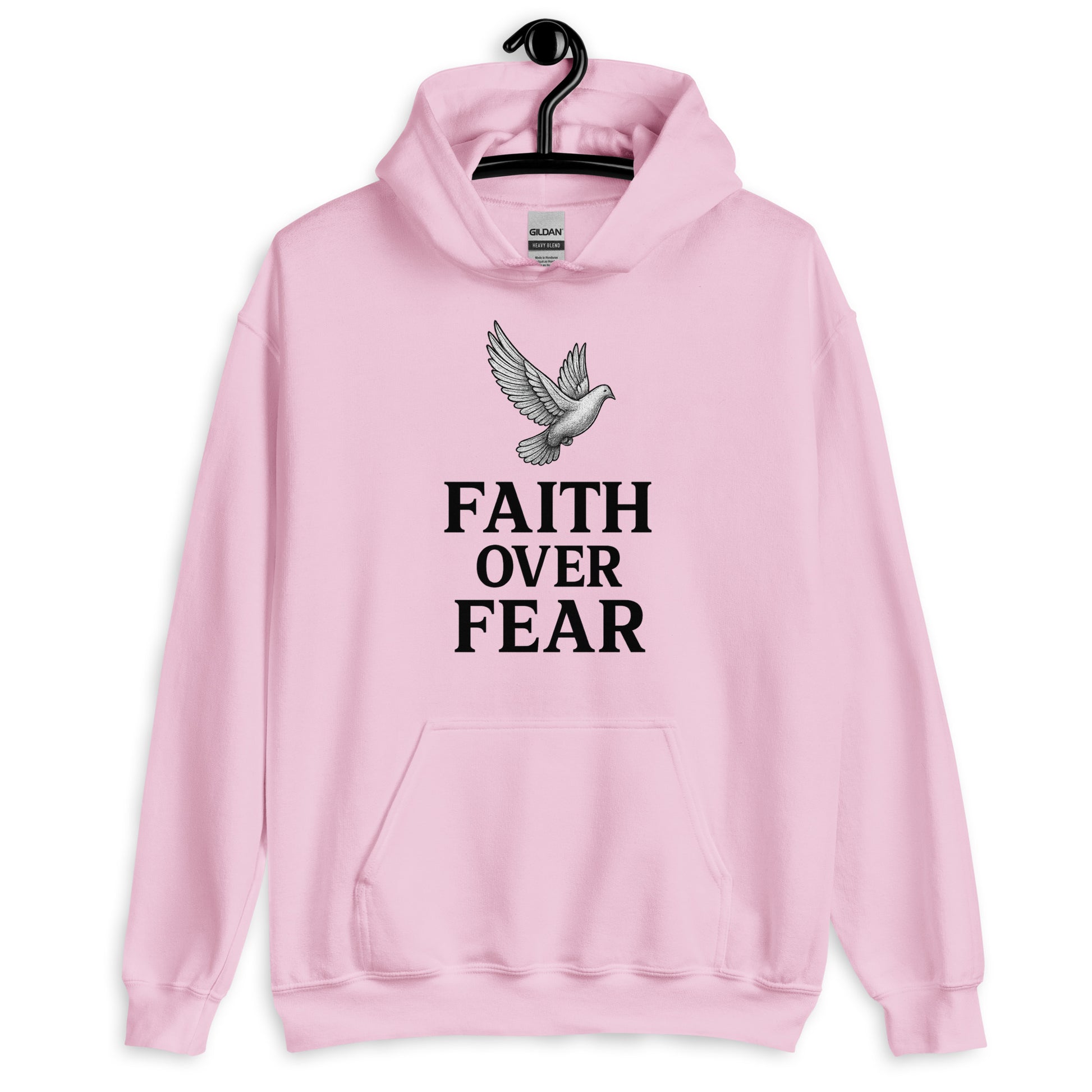 “Faith Over Fear Christian hoodie bold scripture streetwear design”