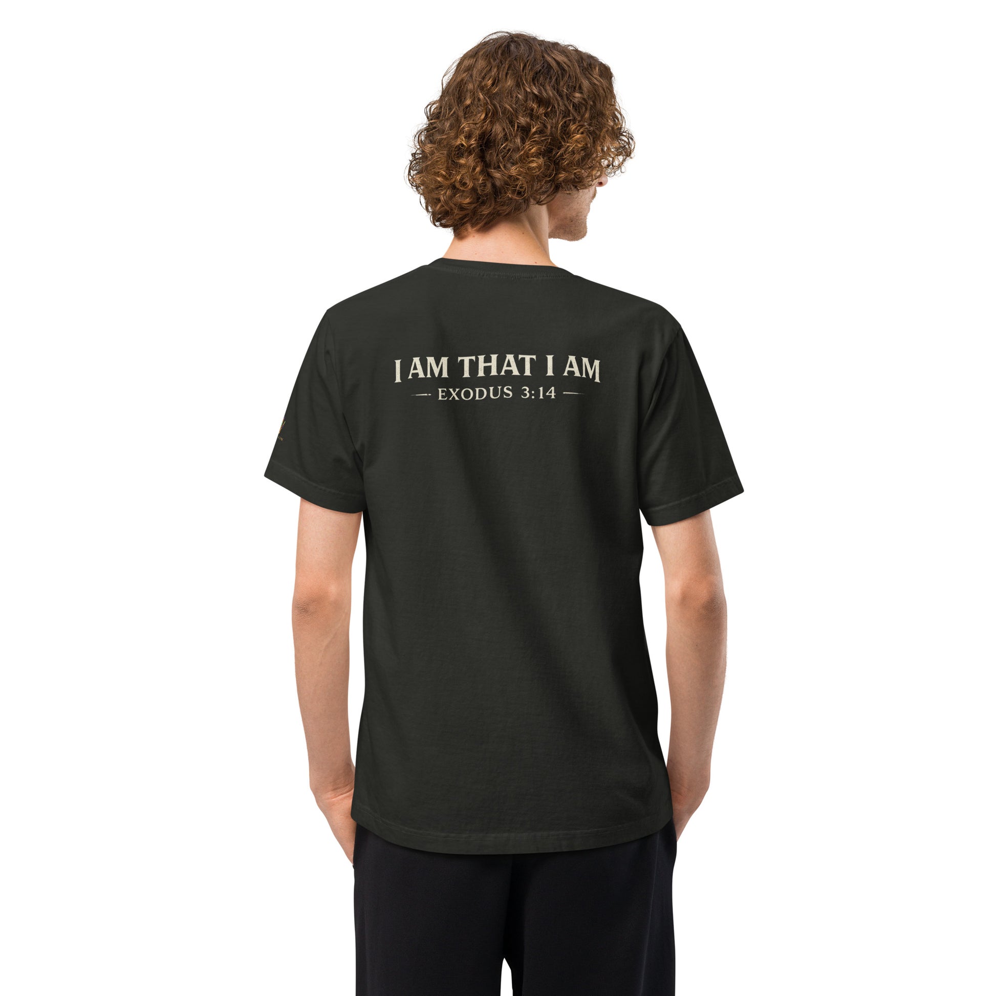 Oversized washed black Christian streetwear t-shirt featuring distressed YAHWEH typography with crown of thorns and sword design