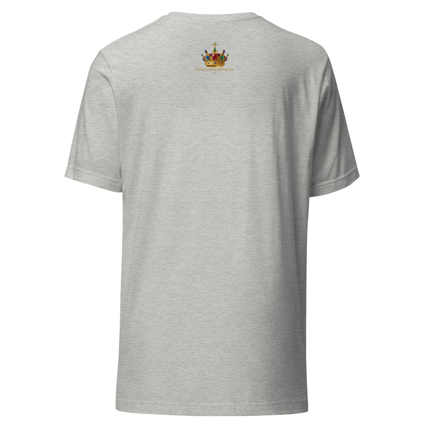 Christian t-shirt in with royal crown design — faith based identity apparel for believers
