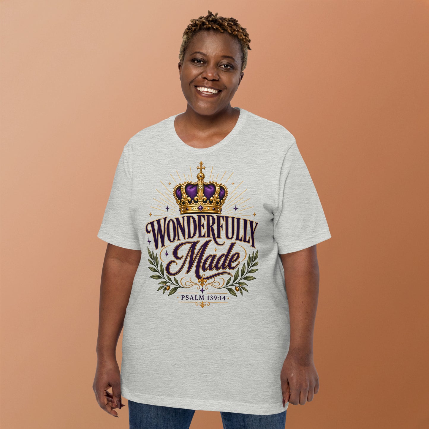 Christian t-shirt in with royal crown design — faith based identity apparel for believers