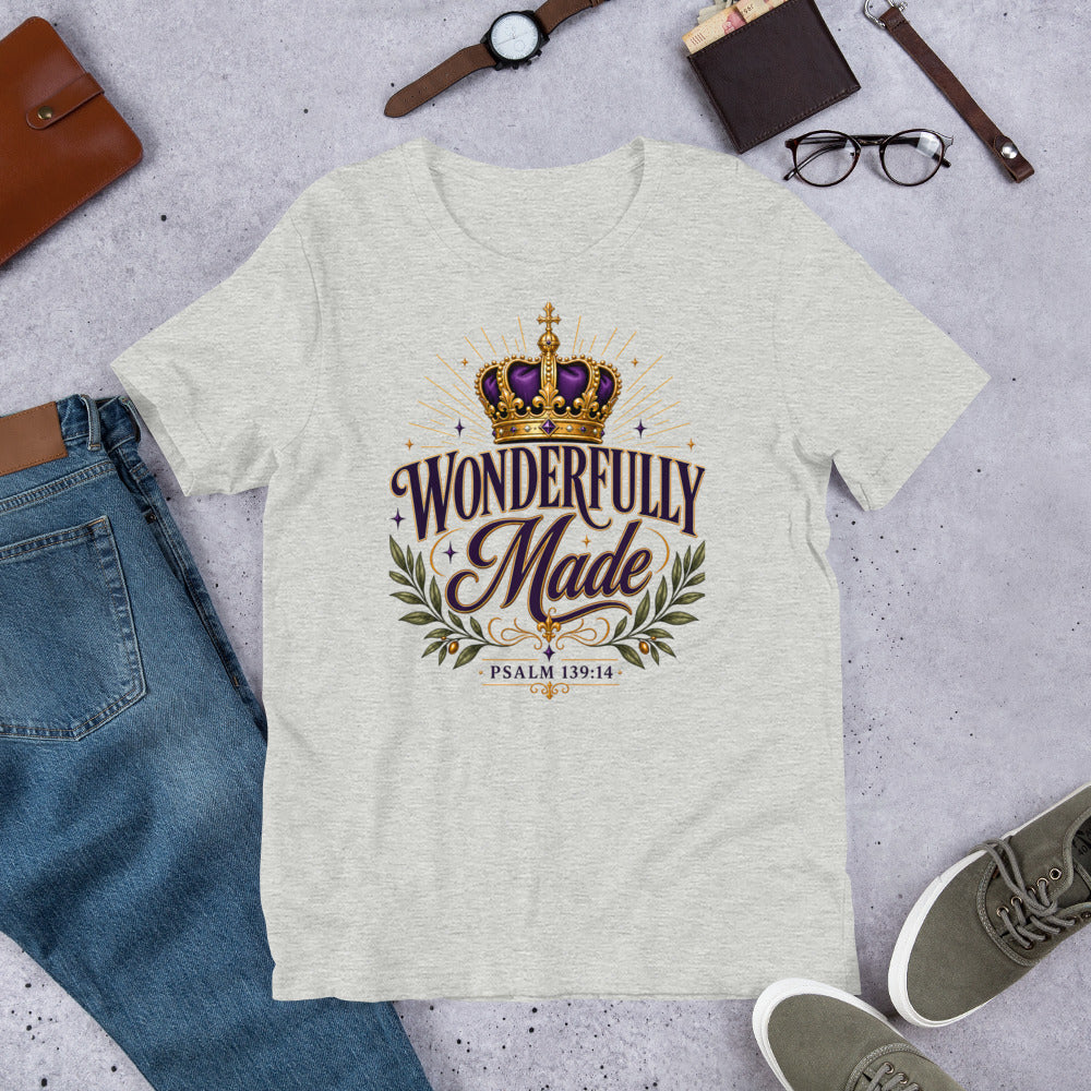 Christian t-shirt in with royal crown design — faith based identity apparel for believers