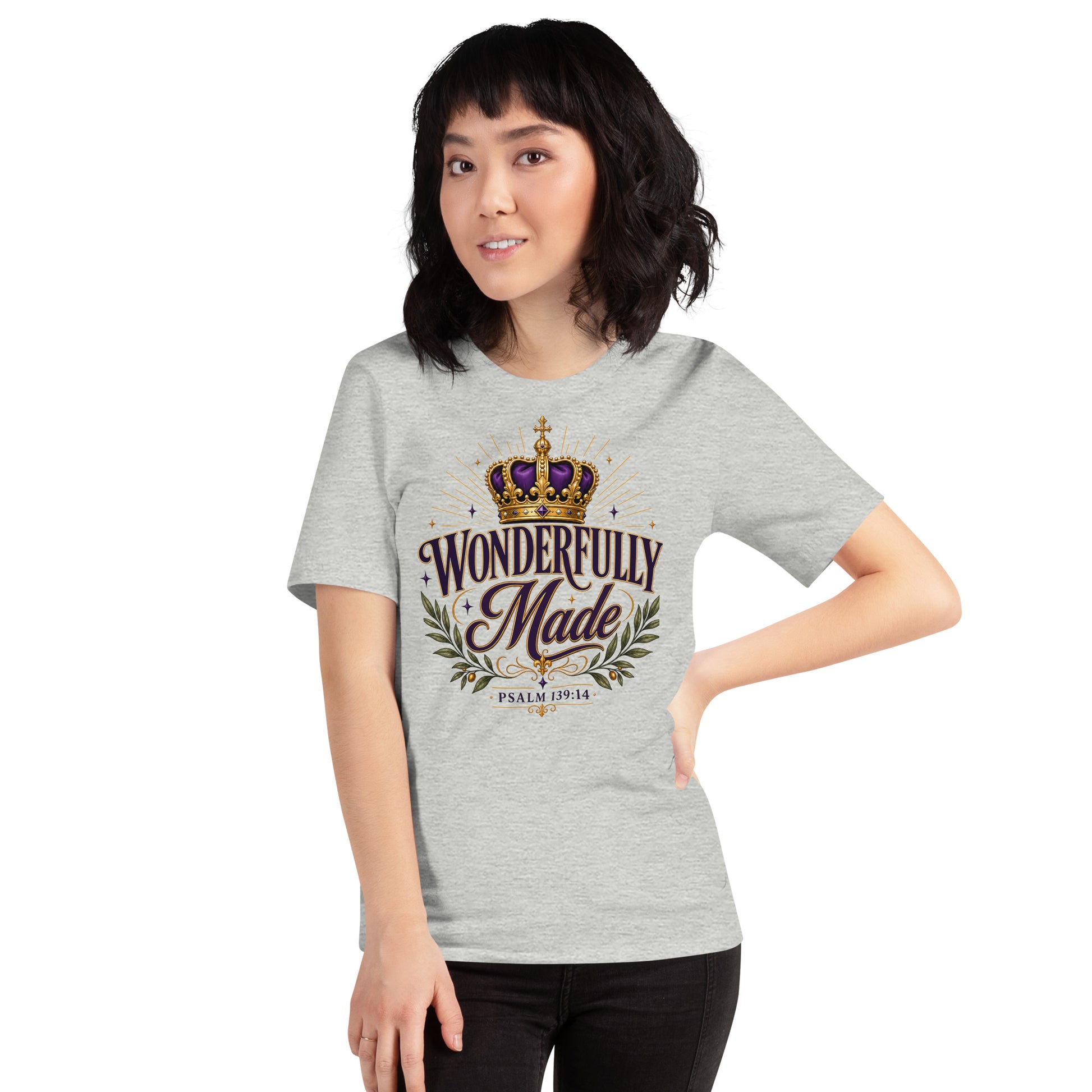 Christian t-shirt in with royal crown design — faith based identity apparel for believers