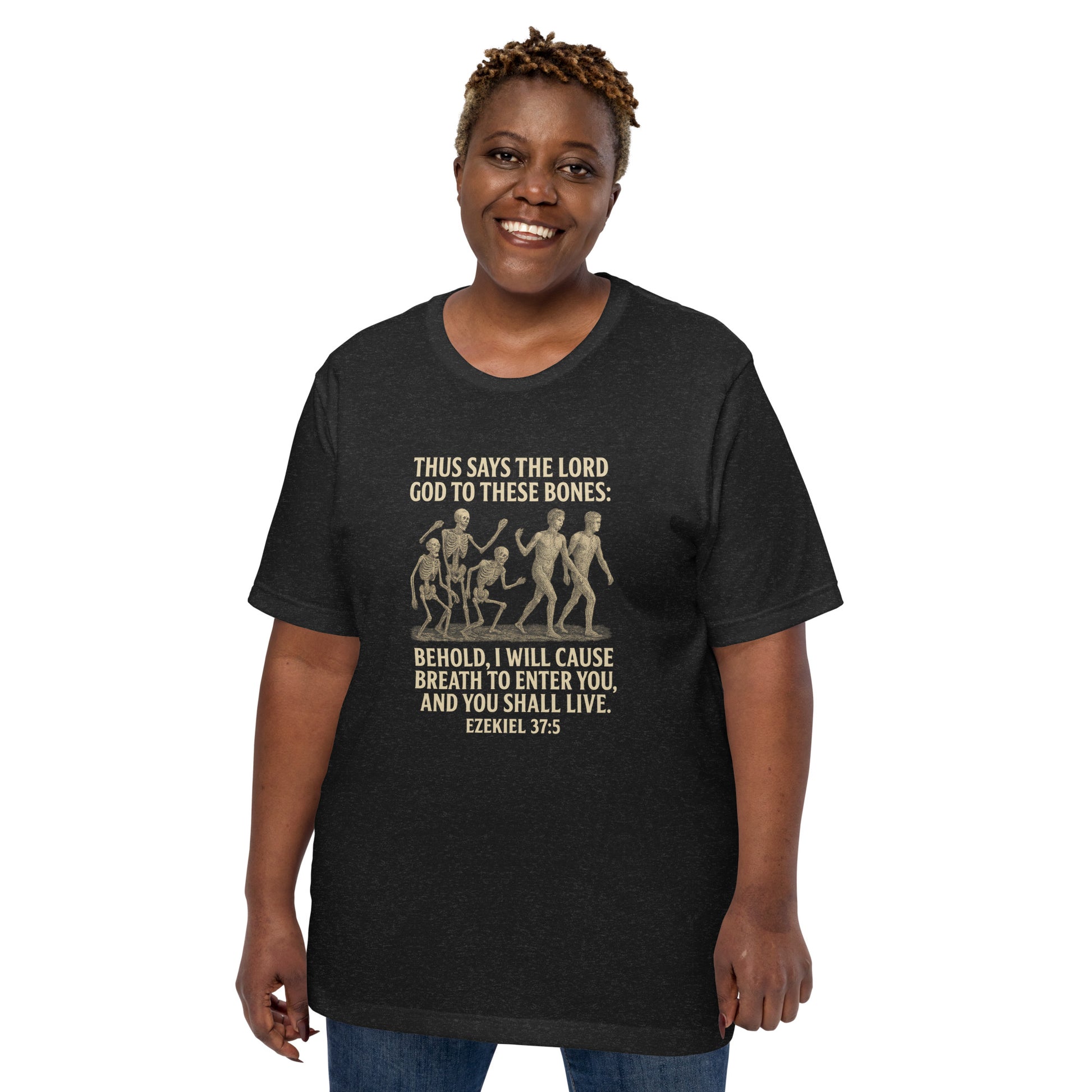 Christian t-shirt with Ezekiel 37:5 Dry Bones prophecy design