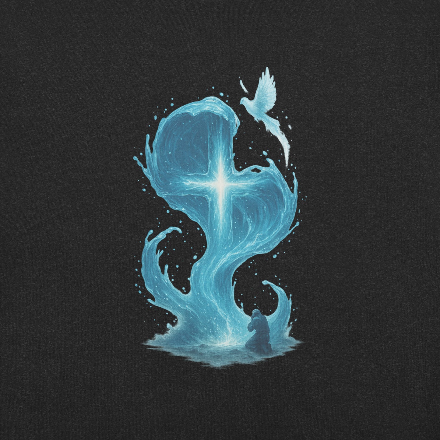 Christian t-shirt with Living Water Cross design – Scripture apparel