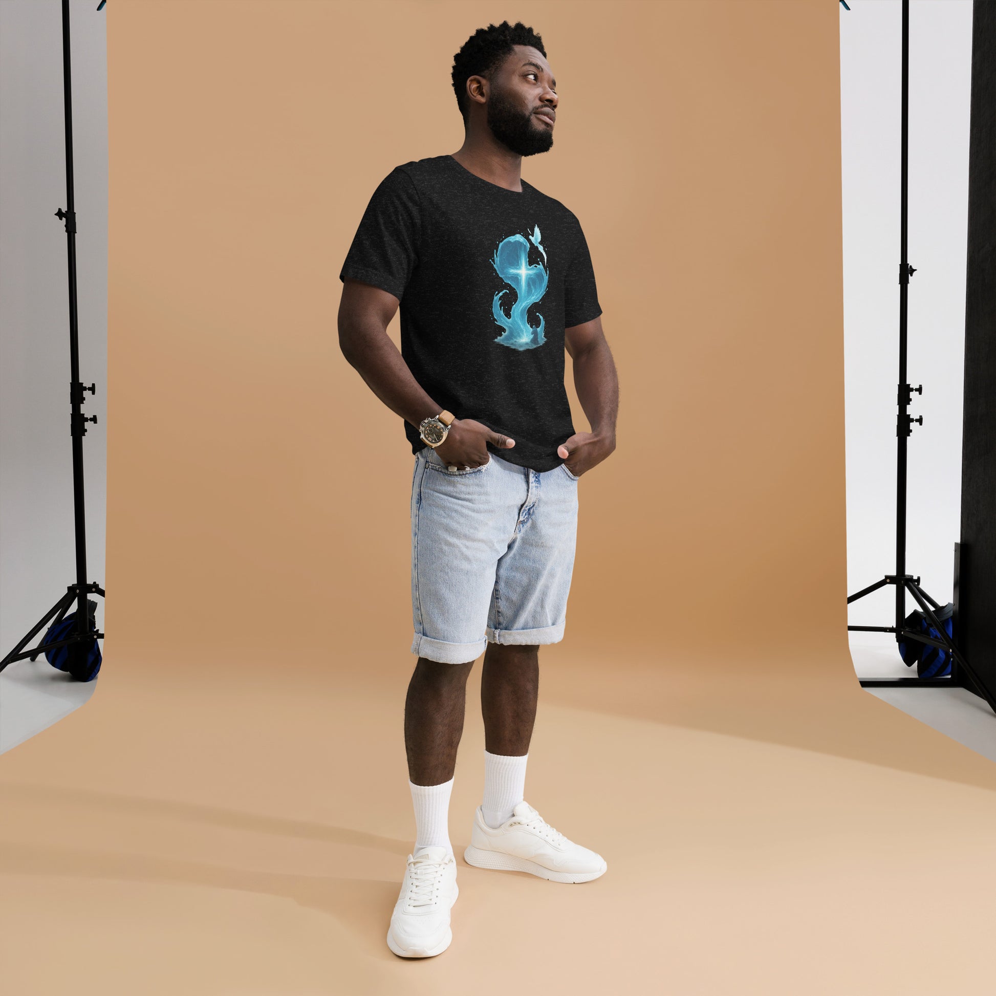 Christian t-shirt with Living Water Cross design – Scripture apparel
