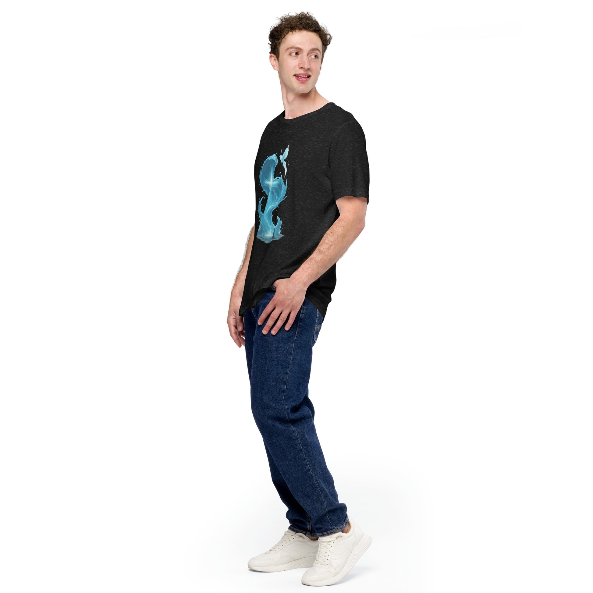 Christian t-shirt with Living Water Cross design – Scripture apparel