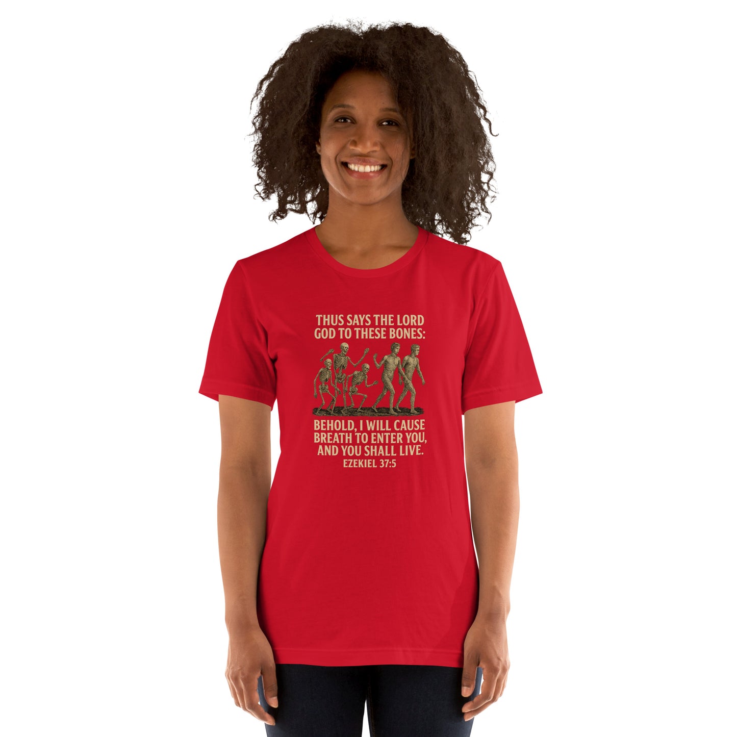 Christian t-shirt with Ezekiel 37:5 Dry Bones prophecy design
