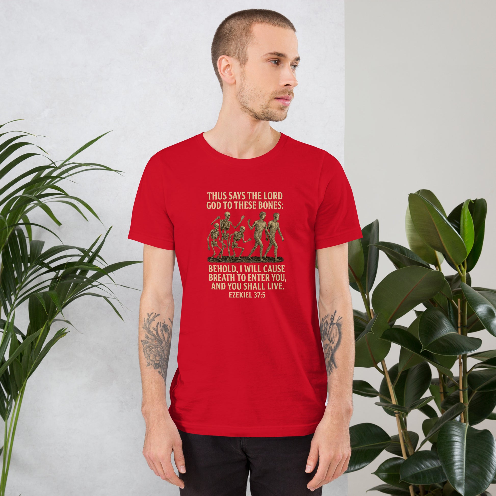 Christian t-shirt with Ezekiel 37:5 Dry Bones prophecy design