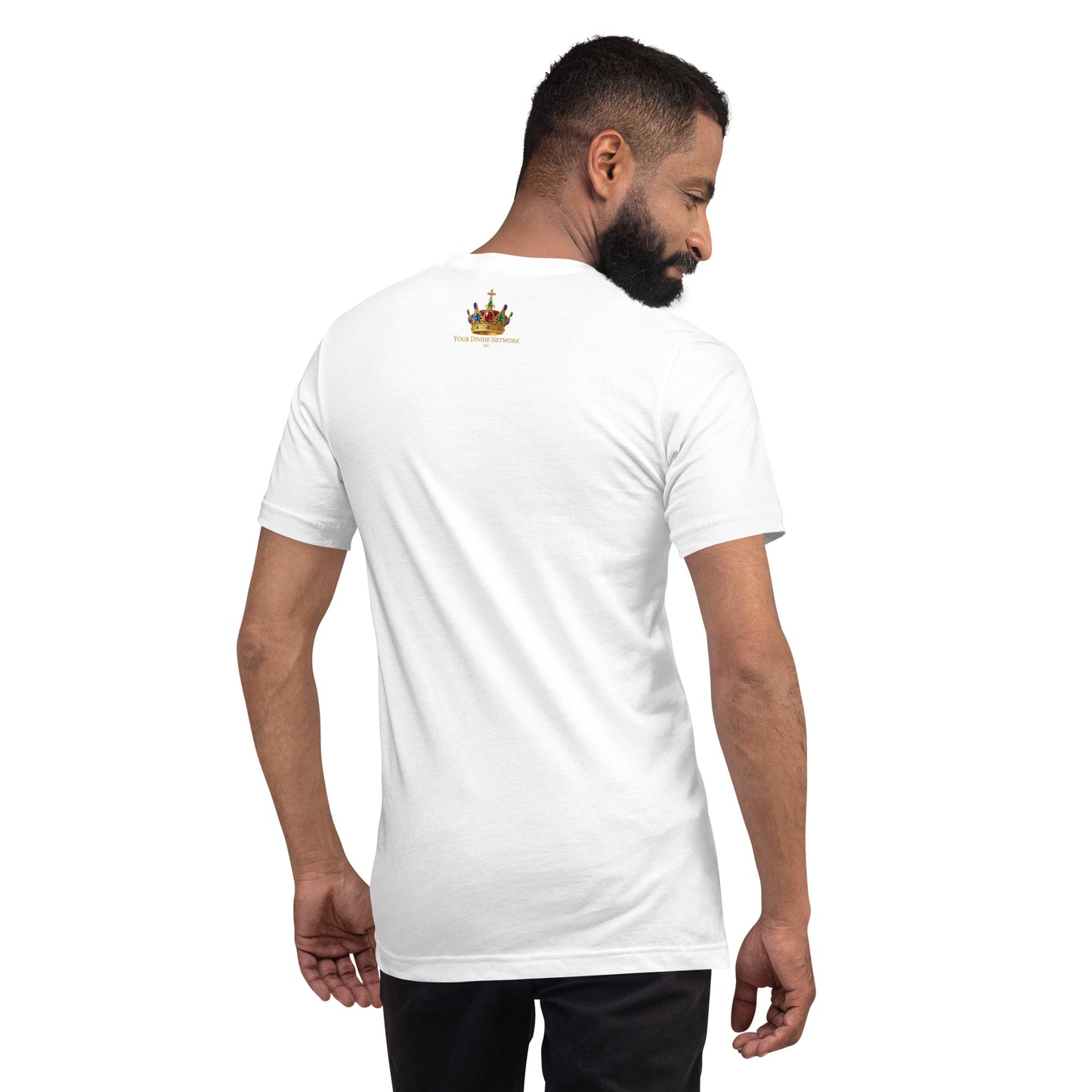 Christian family shirt design reading Blessed With Heaven Sent with Psalm 127:3, featuring a royal crown, purple and gold crest, and faith-based artwork for matching family shirts.
