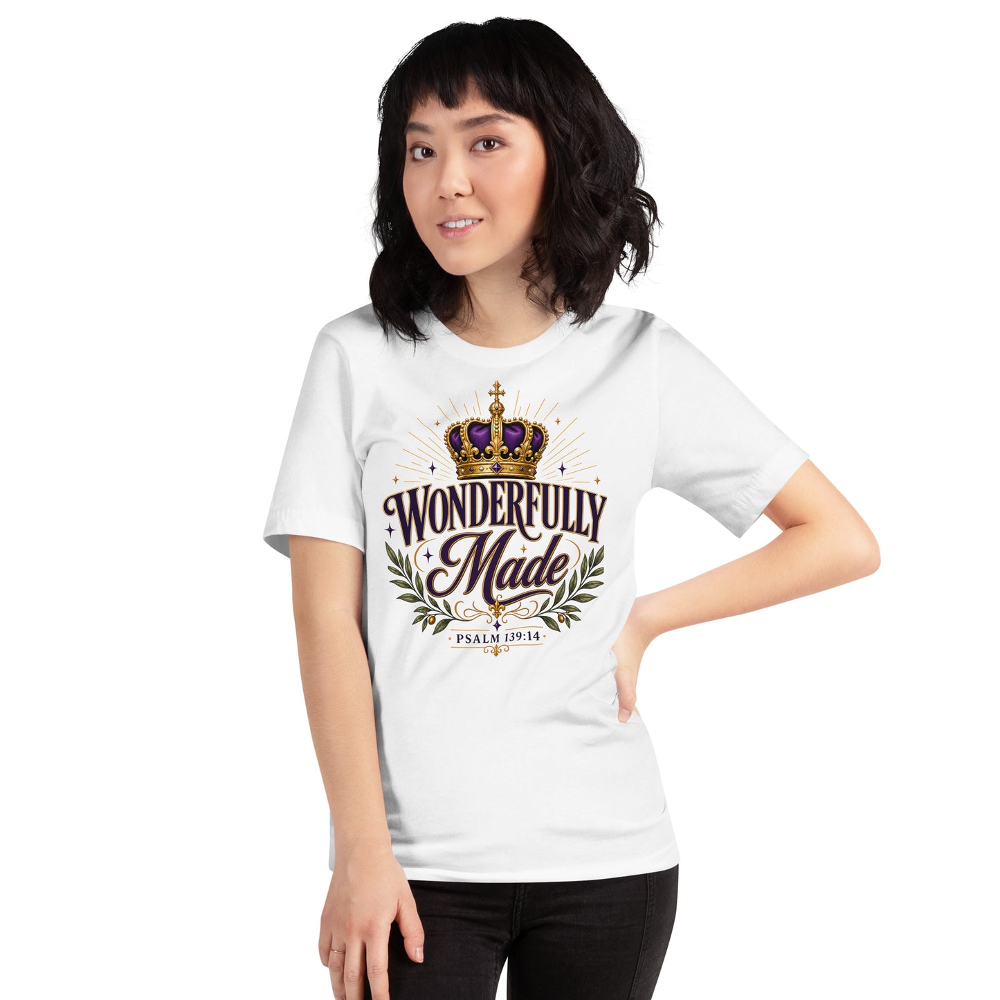 Christian t-shirt in with royal crown design — faith based identity apparel for believers