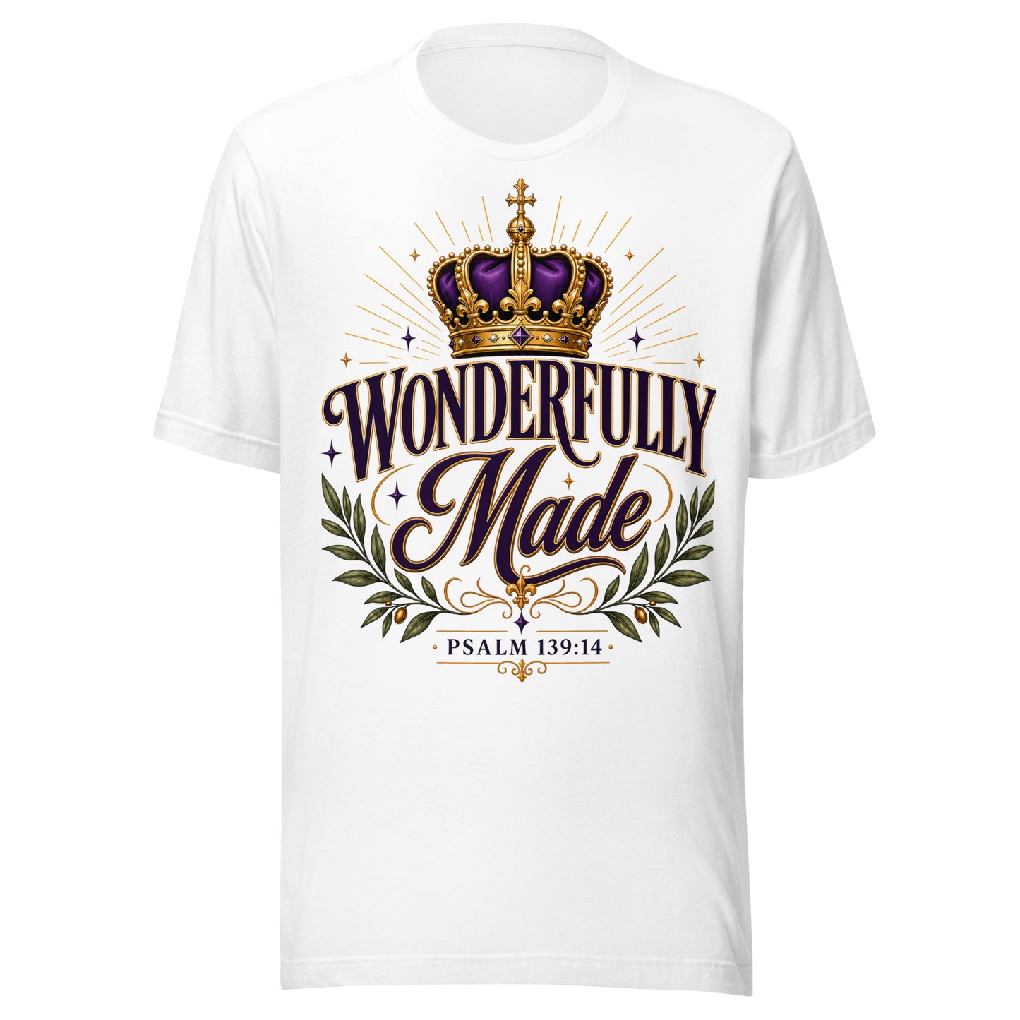Christian t-shirt in with royal crown design — faith based identity apparel for believers