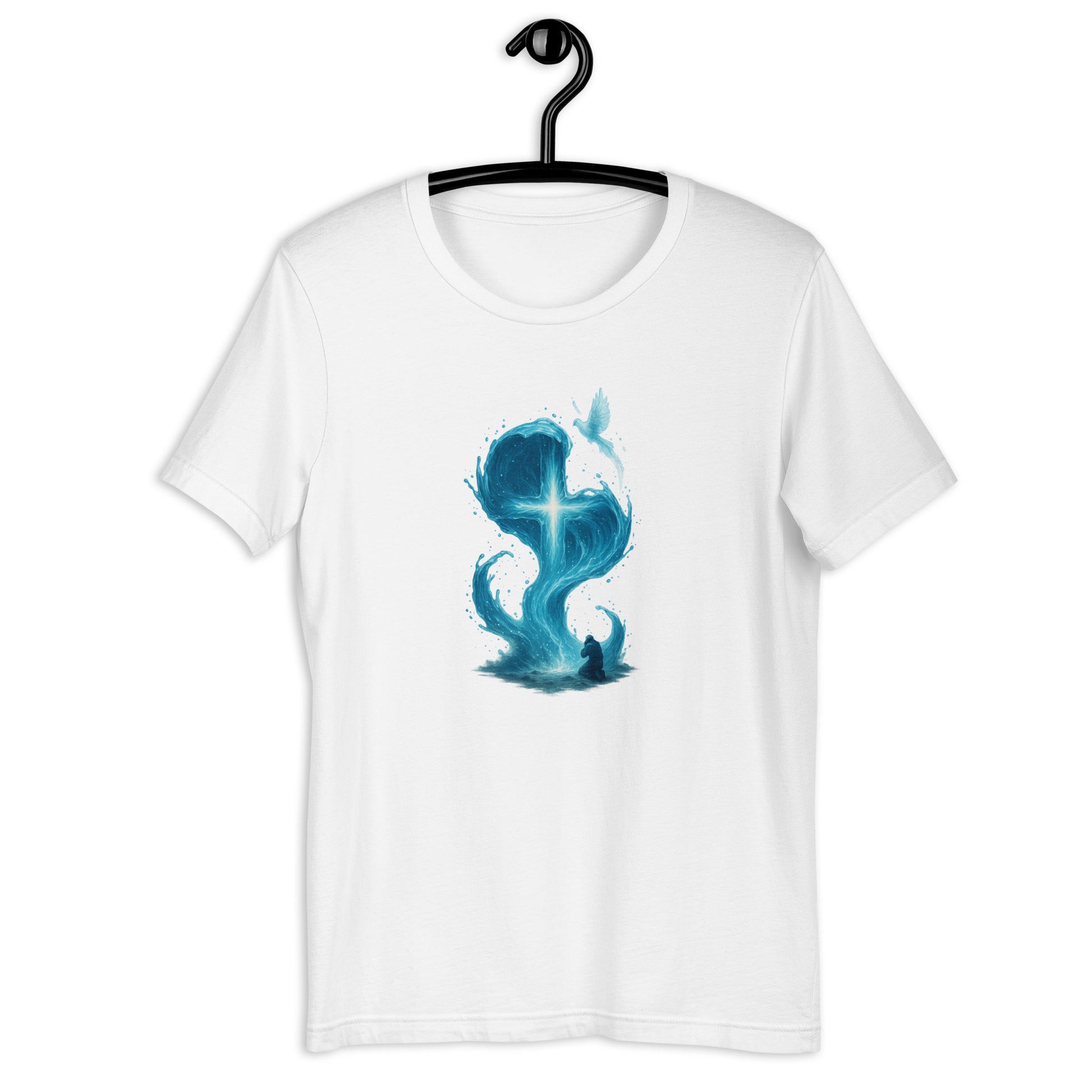 Christian t-shirt with Living Water Cross design – Scripture apparel